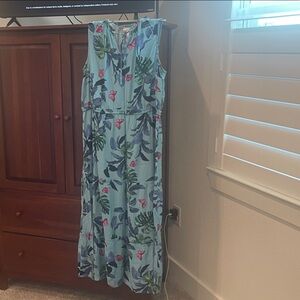 Denim&Co Light Blue Tropical Maxi Dress